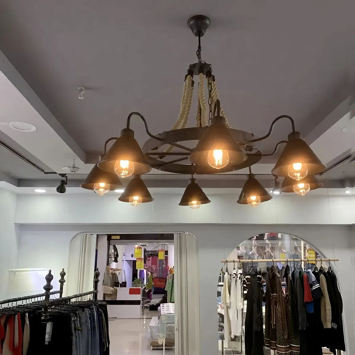 Vintage Industrial Rope Chandelier for Dining Area | Desfino