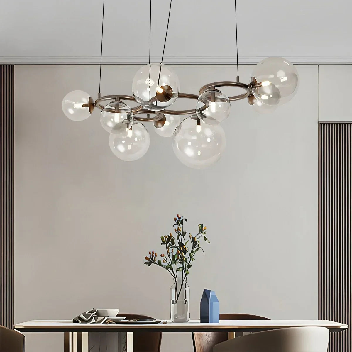 Luxurious Single-Tone Glass Spheres Chandelier | Desfino
