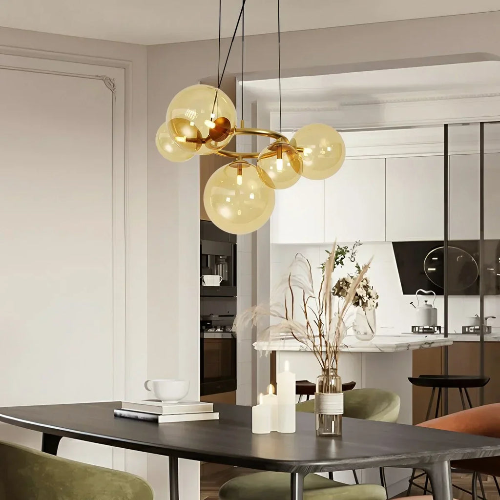 Luxurious Single-Tone Glass Spheres Chandelier | Desfino