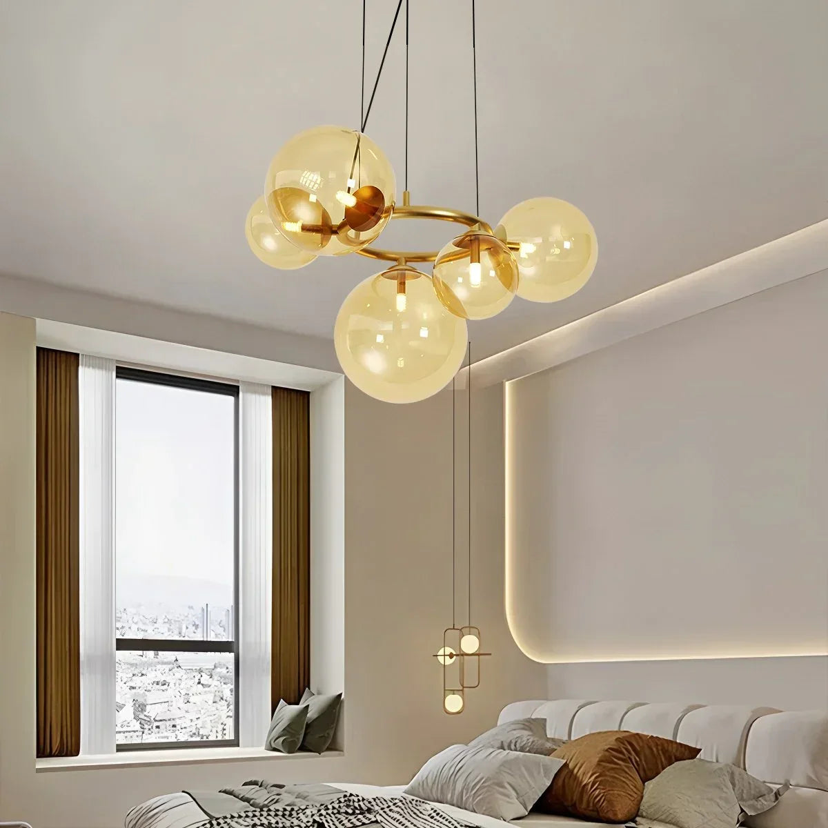 Luxurious Single-Tone Glass Spheres Chandelier | Desfino