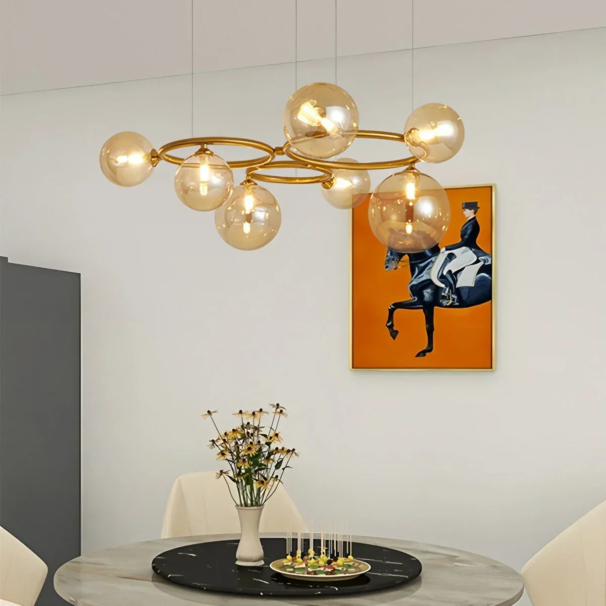 Luxurious Single-Tone Glass Spheres Chandelier | Desfino