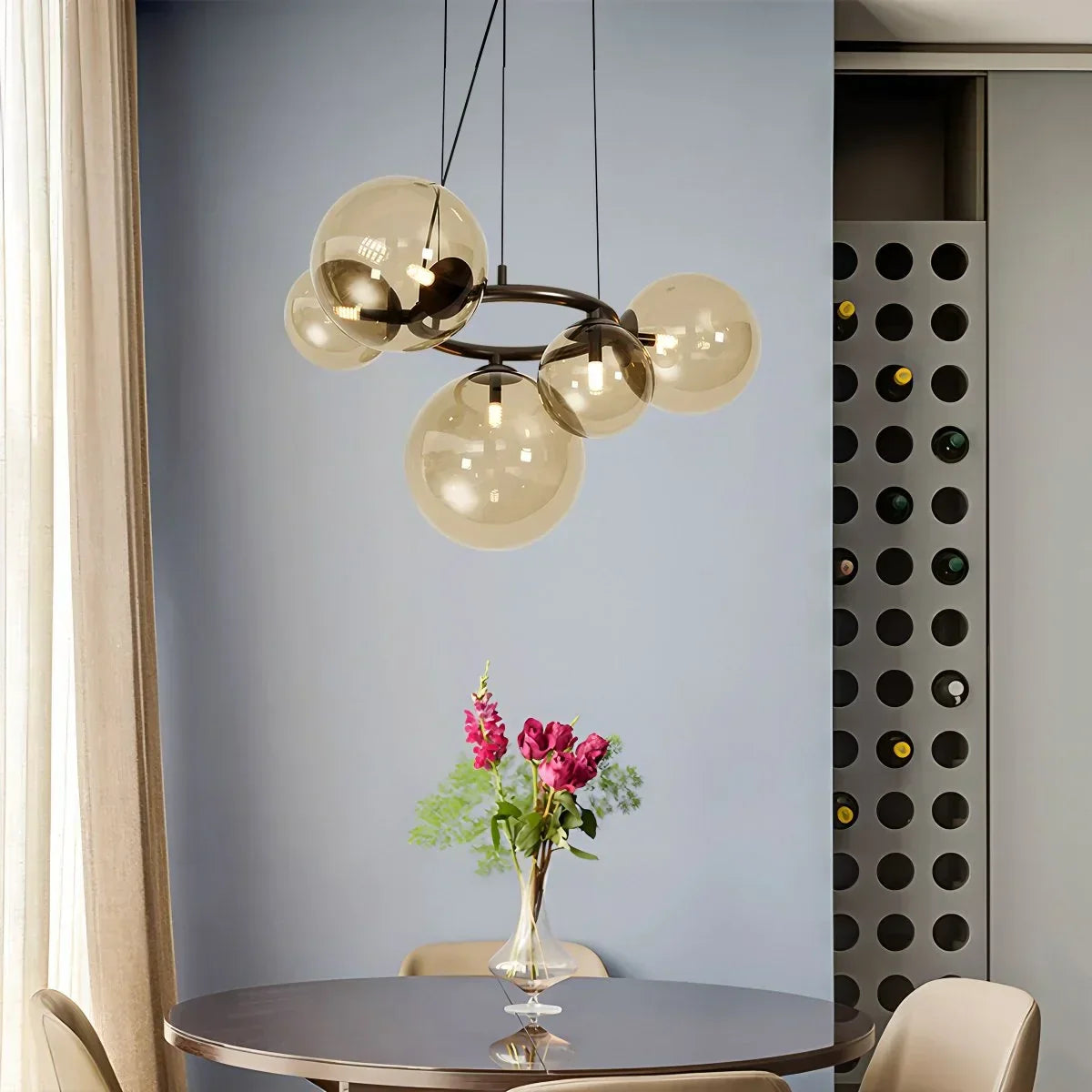 Luxurious Single-Tone Glass Spheres Chandelier | Desfino