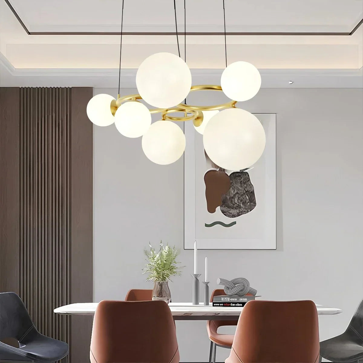 Luxurious Single-Tone Glass Spheres Chandelier | Desfino