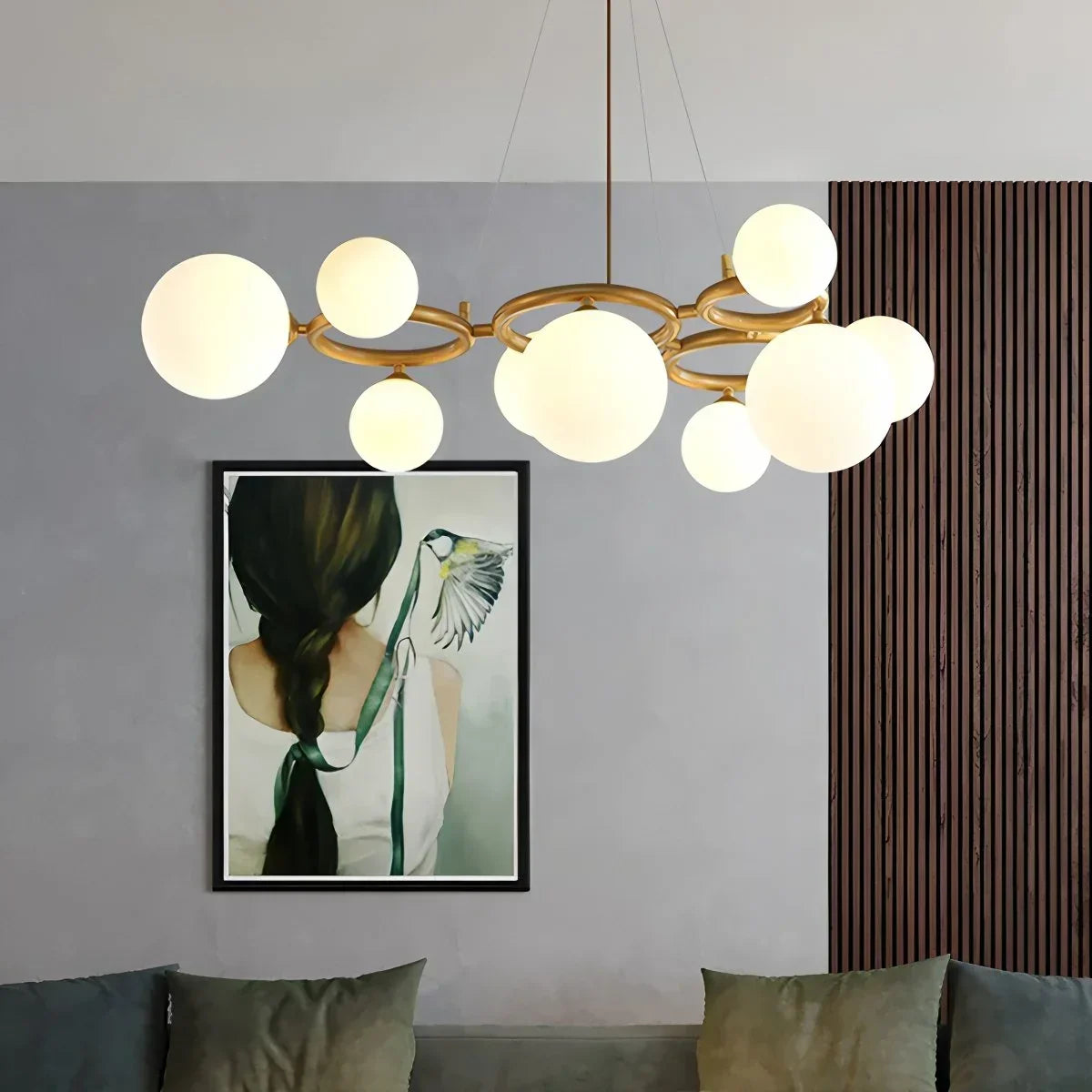 Luxurious Single-Tone Glass Spheres Chandelier | Desfino