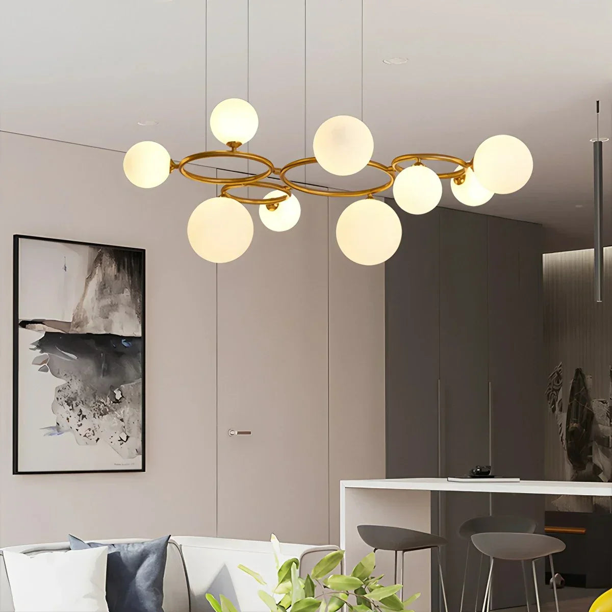 Luxurious Single-Tone Glass Spheres Chandelier | Desfino