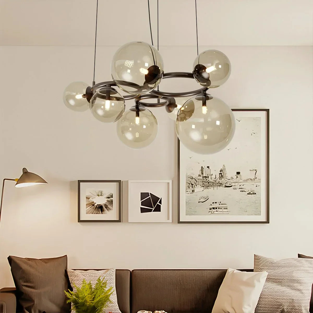 Luxurious Single-Tone Glass Spheres Chandelier | Desfino