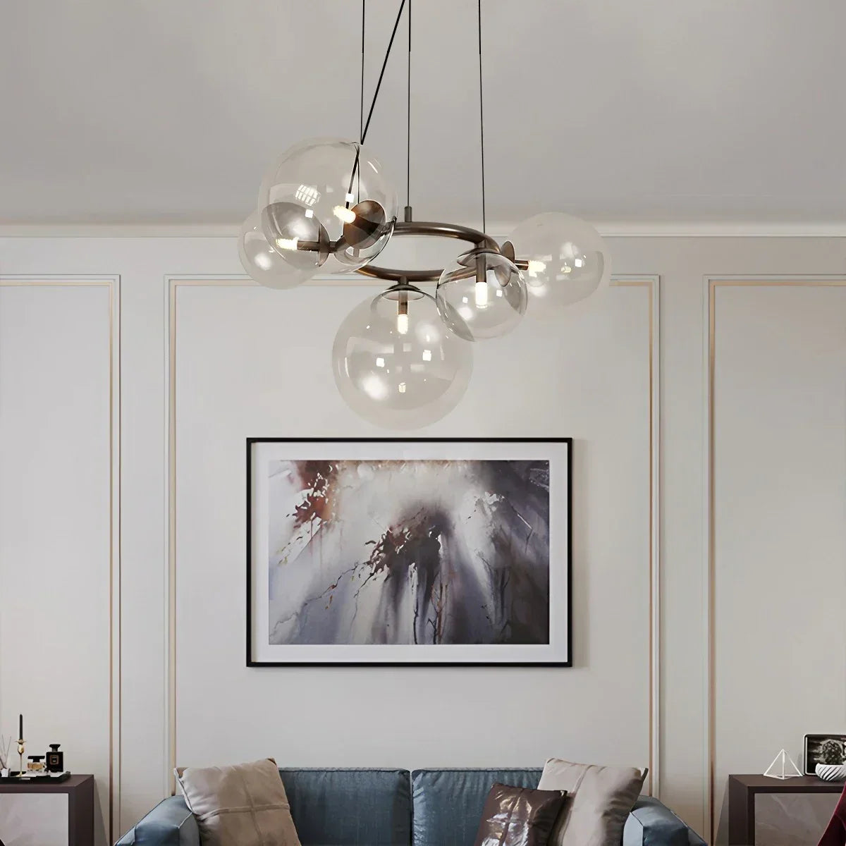 Luxurious Single-Tone Glass Spheres Chandelier | Desfino
