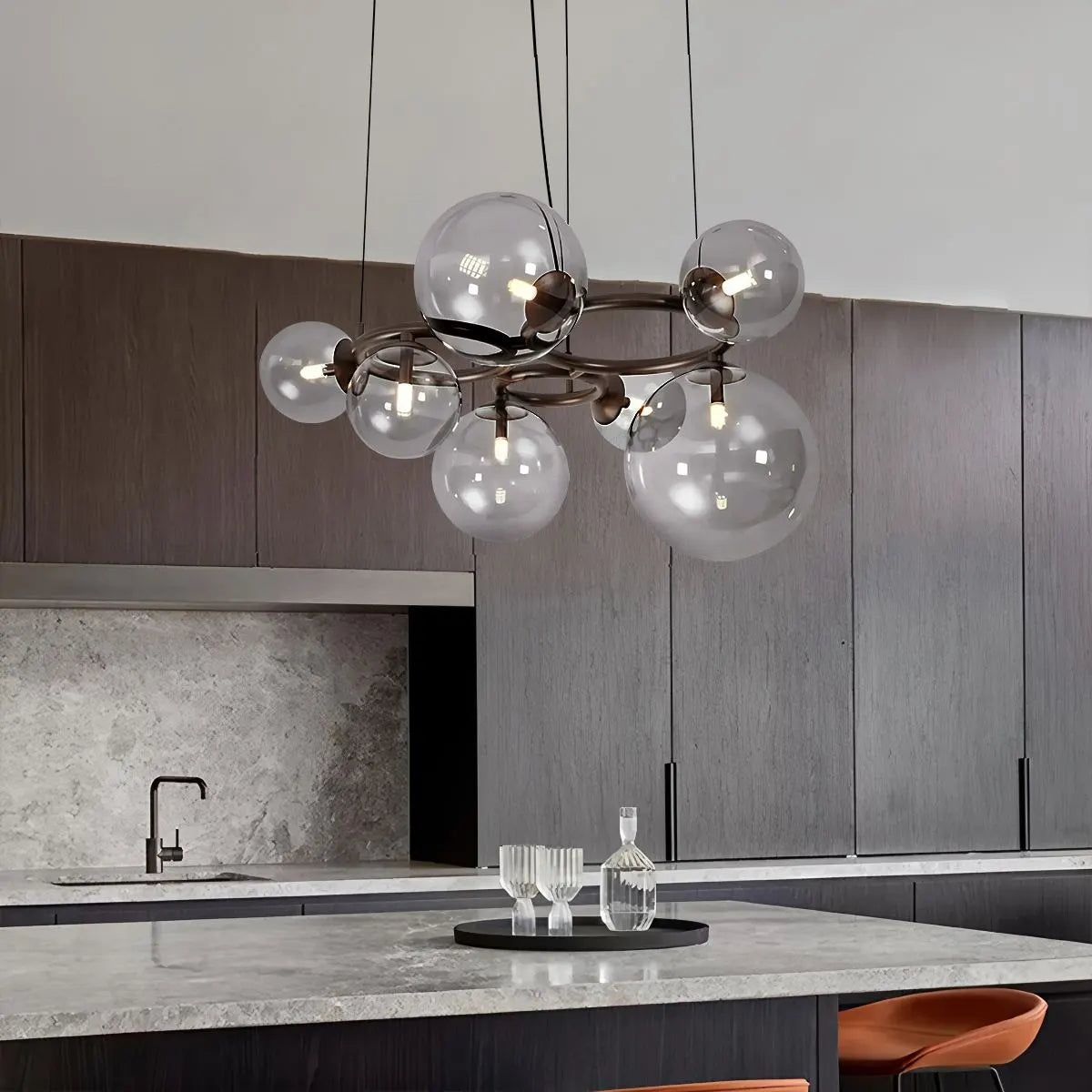 Luxurious Single-Tone Glass Spheres Chandelier | Desfino