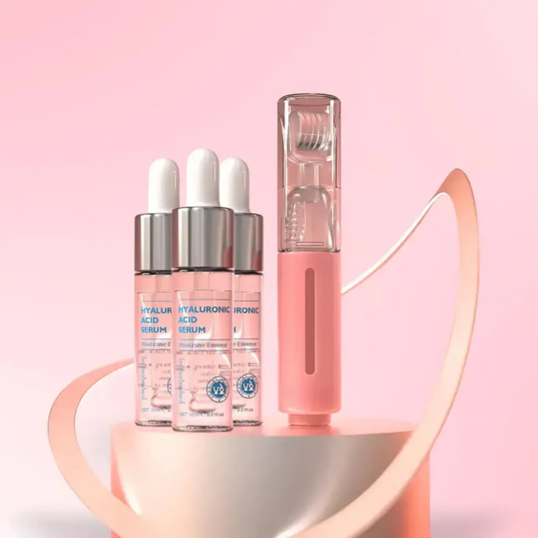 Kit Dermaplump avec roller de microneedling pour les lèvres de 0.5mm + sérum repulpant au collagène - Desfino