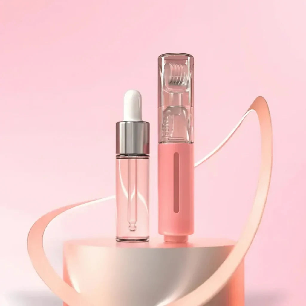 Kit Dermaplump avec roller de microneedling pour les lèvres de 0.5mm + sérum repulpant au collagène - Desfino