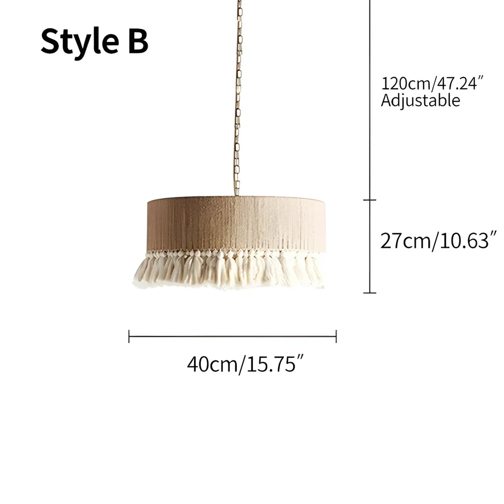 Boho-Vintage-Hängeleuchte mit Jutefransen | Desfino