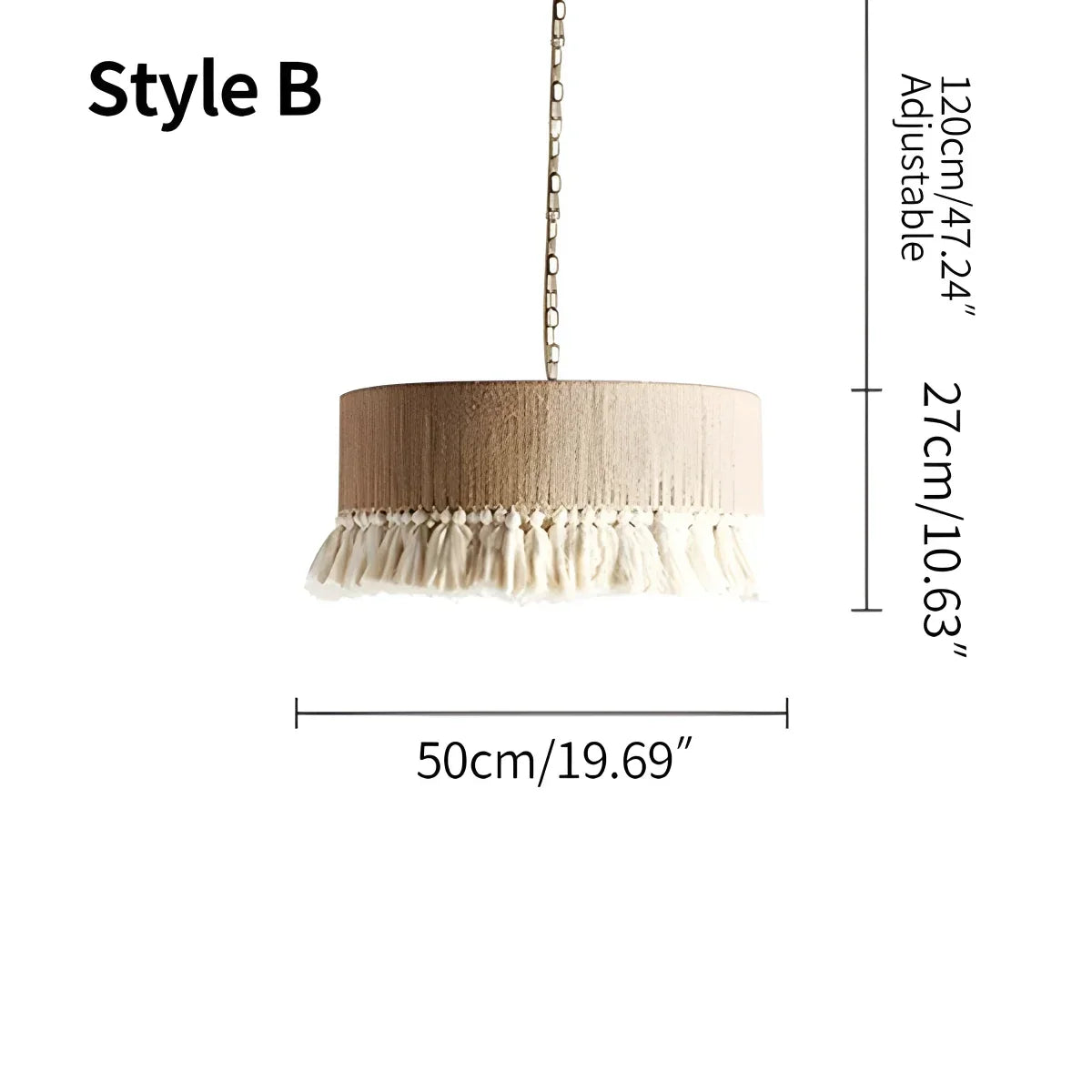Boho-Vintage-Hängeleuchte mit Jutefransen | Desfino