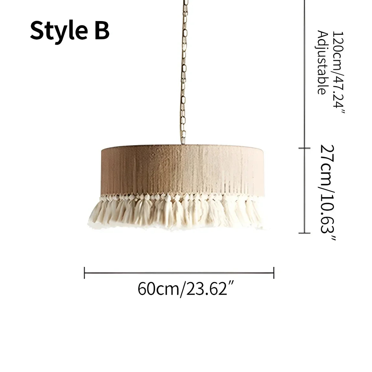 Boho-Vintage-Hängeleuchte mit Jutefransen | Desfino