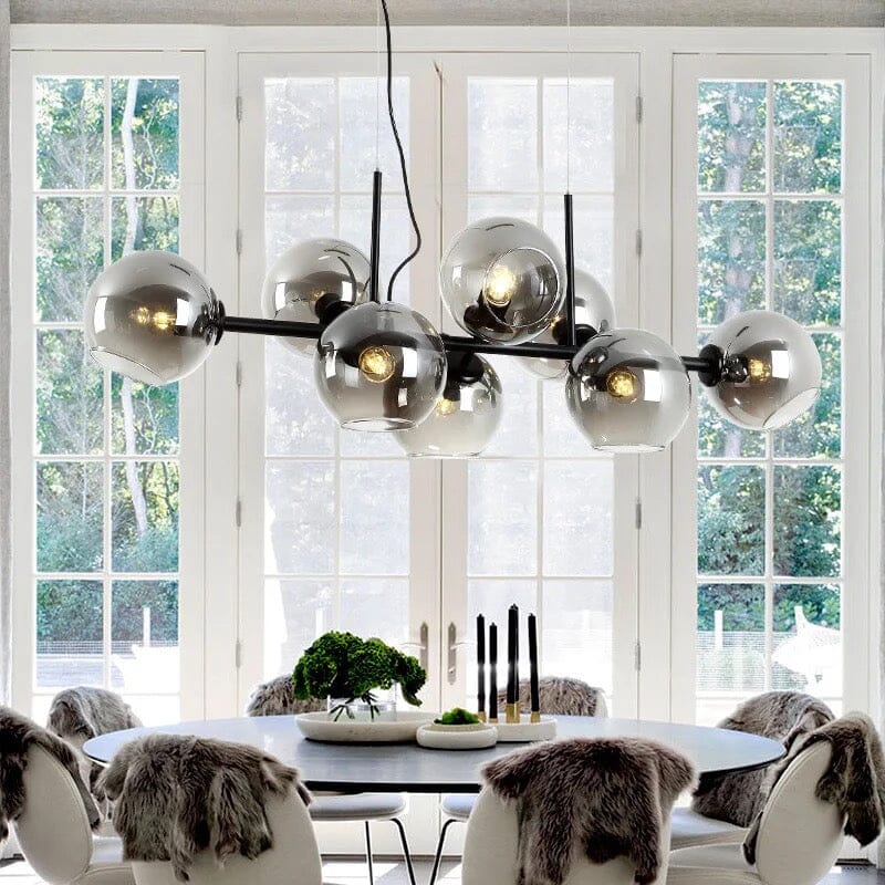 Aveline-bubbelkroonluchter — zwarte en gouden hanglamp van 56 W, 40 x 110cm - Desfino