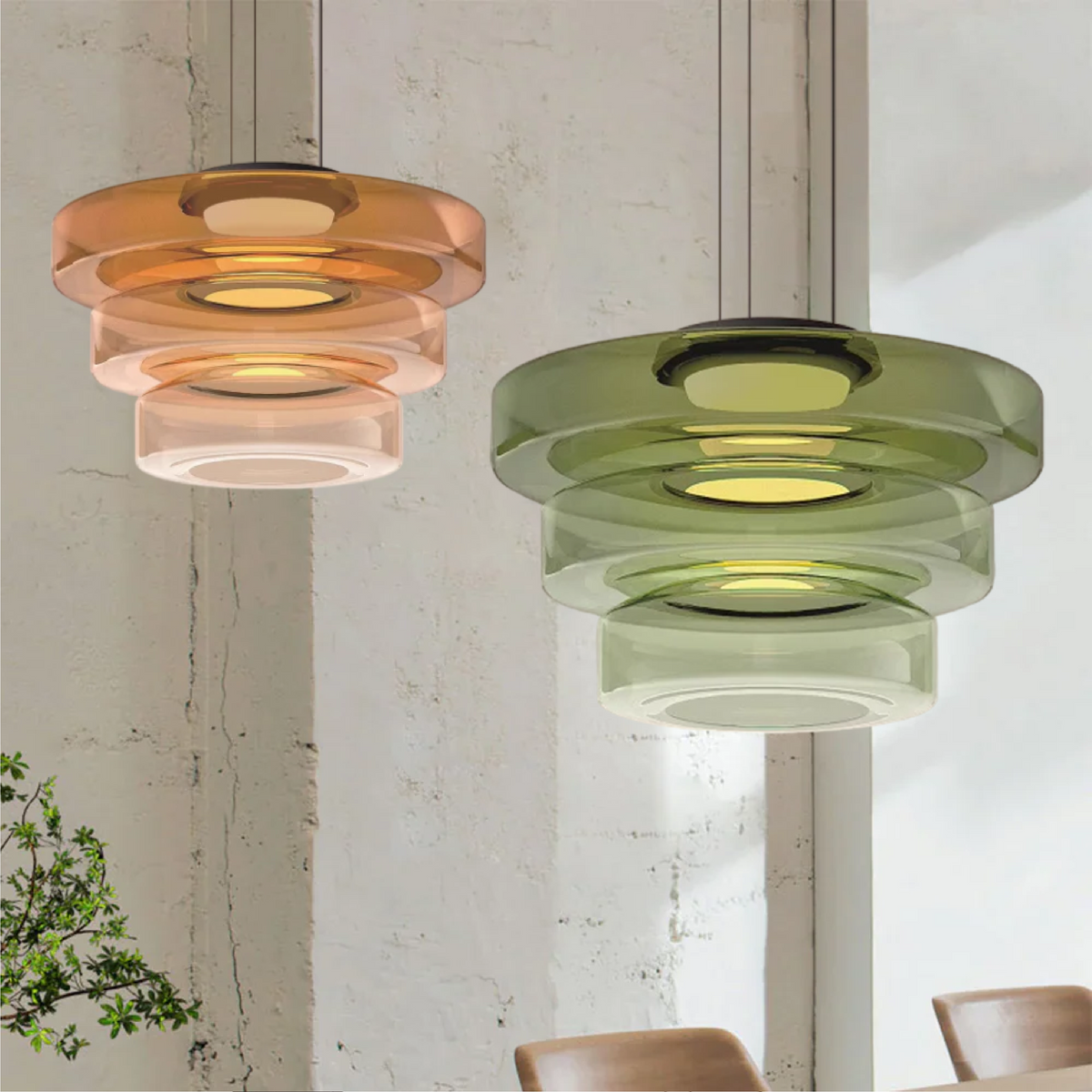 Varm LED-belysning — LumenCrest Bauhaus-pendellampe i glas - Desfino