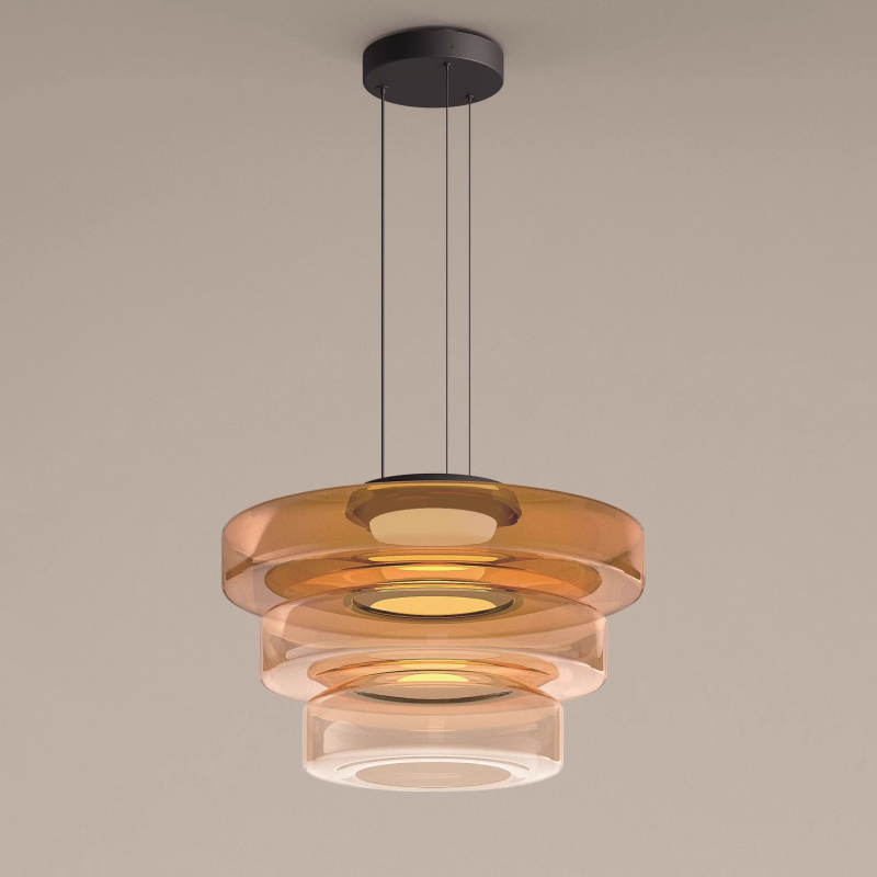 Varm LED-belysning — LumenCrest Bauhaus-pendellampe i glas - Desfino