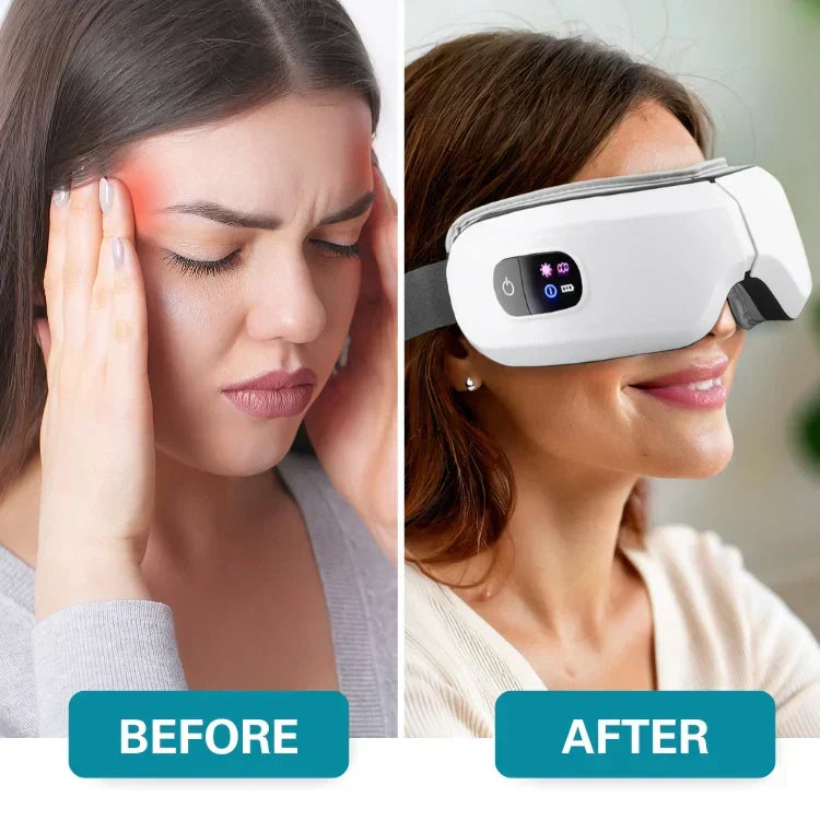 LumaSoothe Smart Eye Massager — Heat, Air Compression & Pulse | Desfino