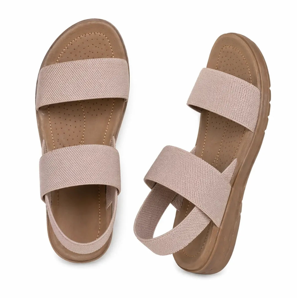 Lette elastiske sandaler uten hælkappe – polstret fotseng, fleksible remmer