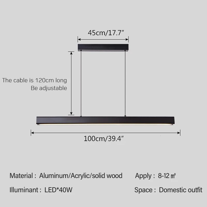 Nordic LED Linear Pendant Light for Kitchen Island | Desfino