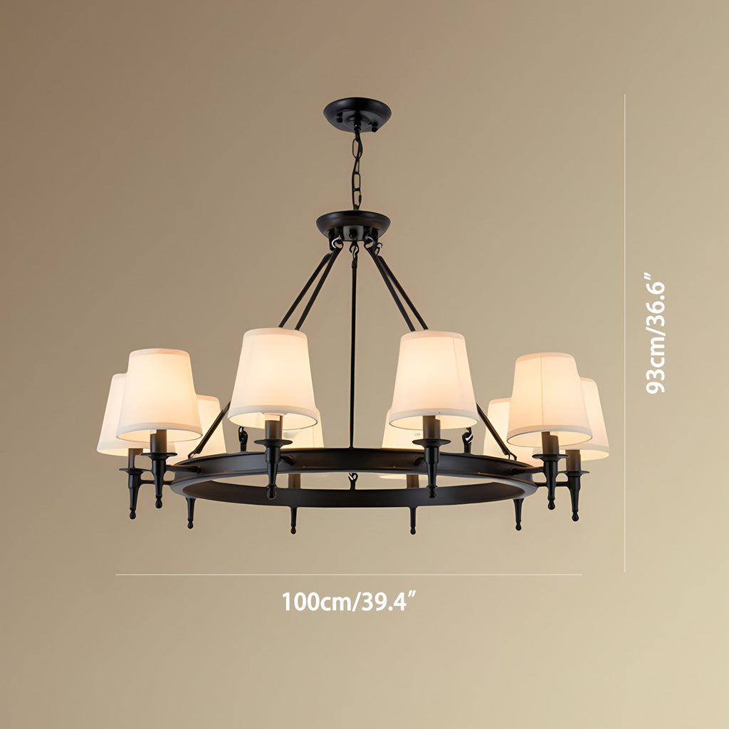 Vintage-Kronleuchter aus Metall und Stoff mit ringförmigem Design | Desfino