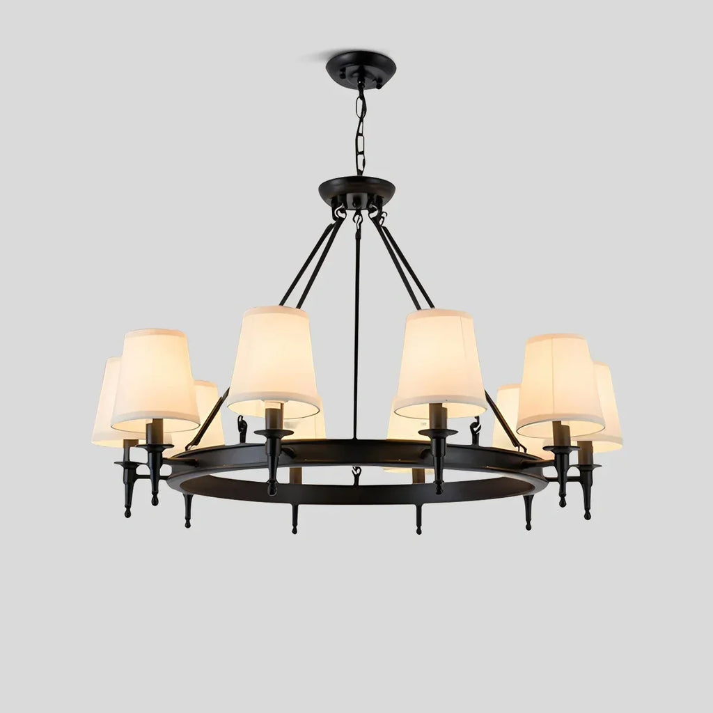 Vintage-Kronleuchter aus Metall und Stoff mit ringförmigem Design | Desfino