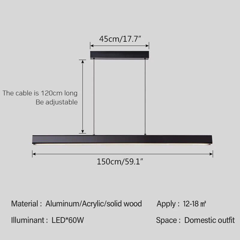 Nordic LED Linear Pendant Light for Kitchen Island | Desfino