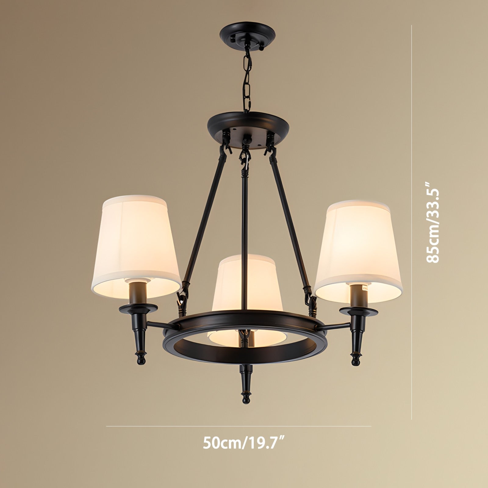 Vintage-Kronleuchter aus Metall und Stoff mit ringförmigem Design | Desfino