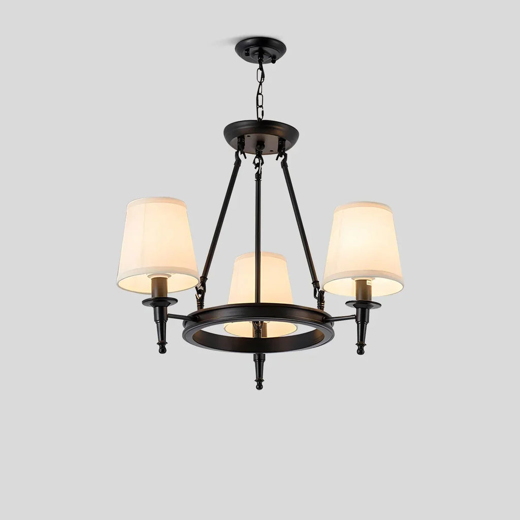 Vintage-Kronleuchter aus Metall und Stoff mit ringförmigem Design | Desfino