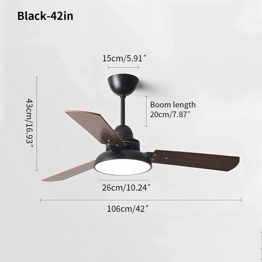 Moderne minimalistische Deckenventilatorleuchte mit drei Blättern | Desfino