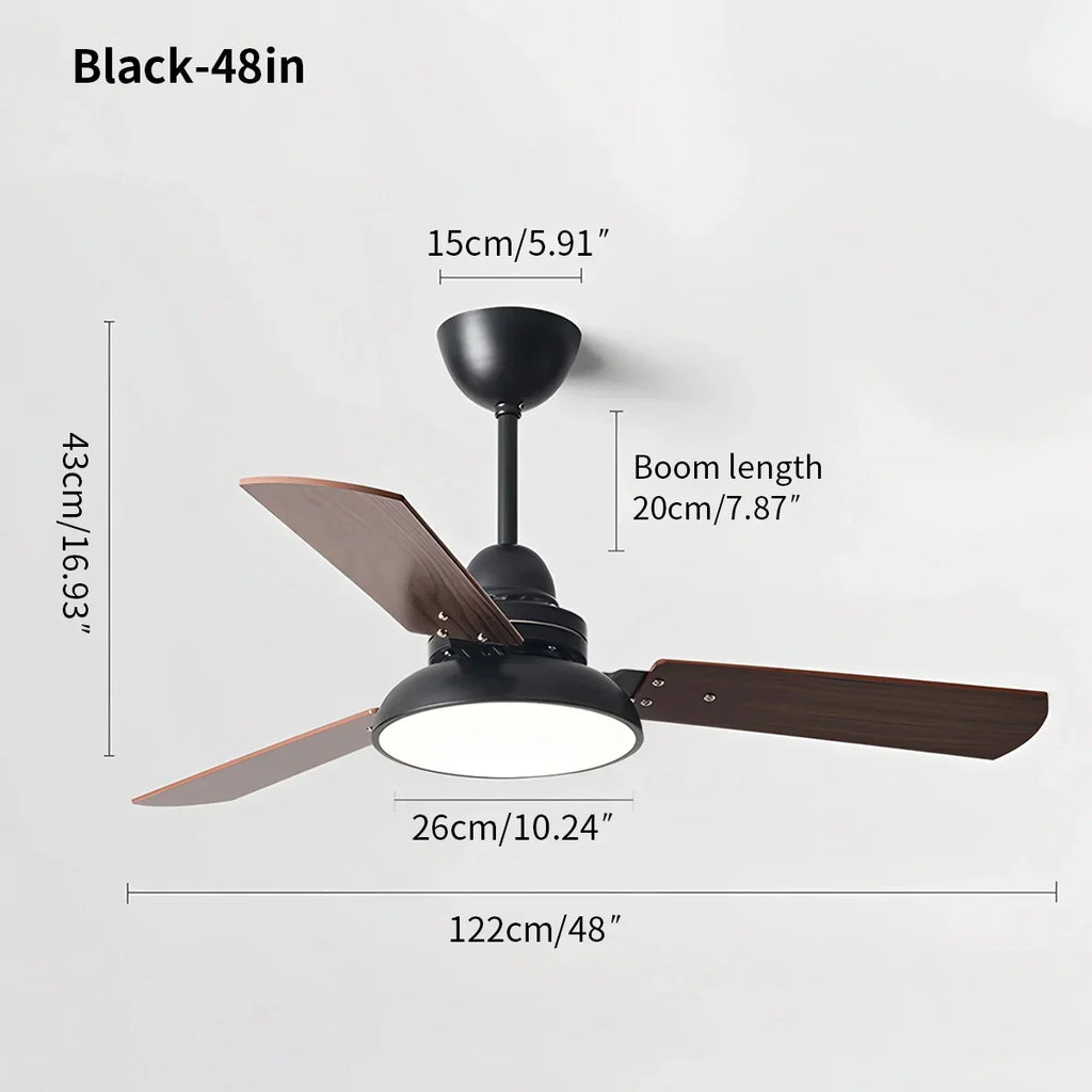 Moderne minimalistische Deckenventilatorleuchte mit drei Blättern | Desfino