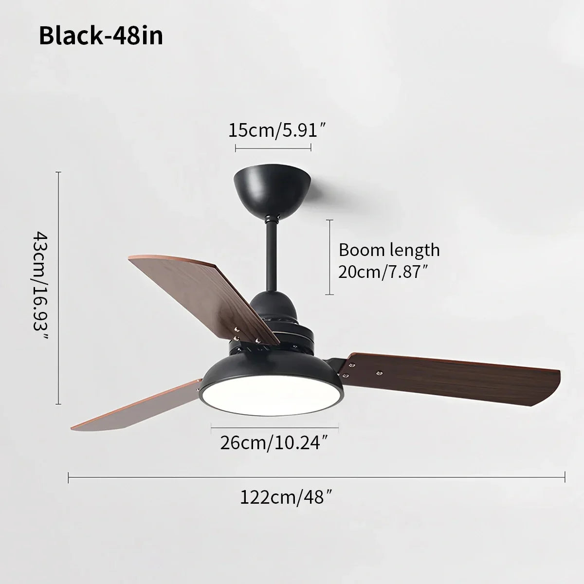 Moderne minimalistische Deckenventilatorleuchte mit drei Blättern | Desfino