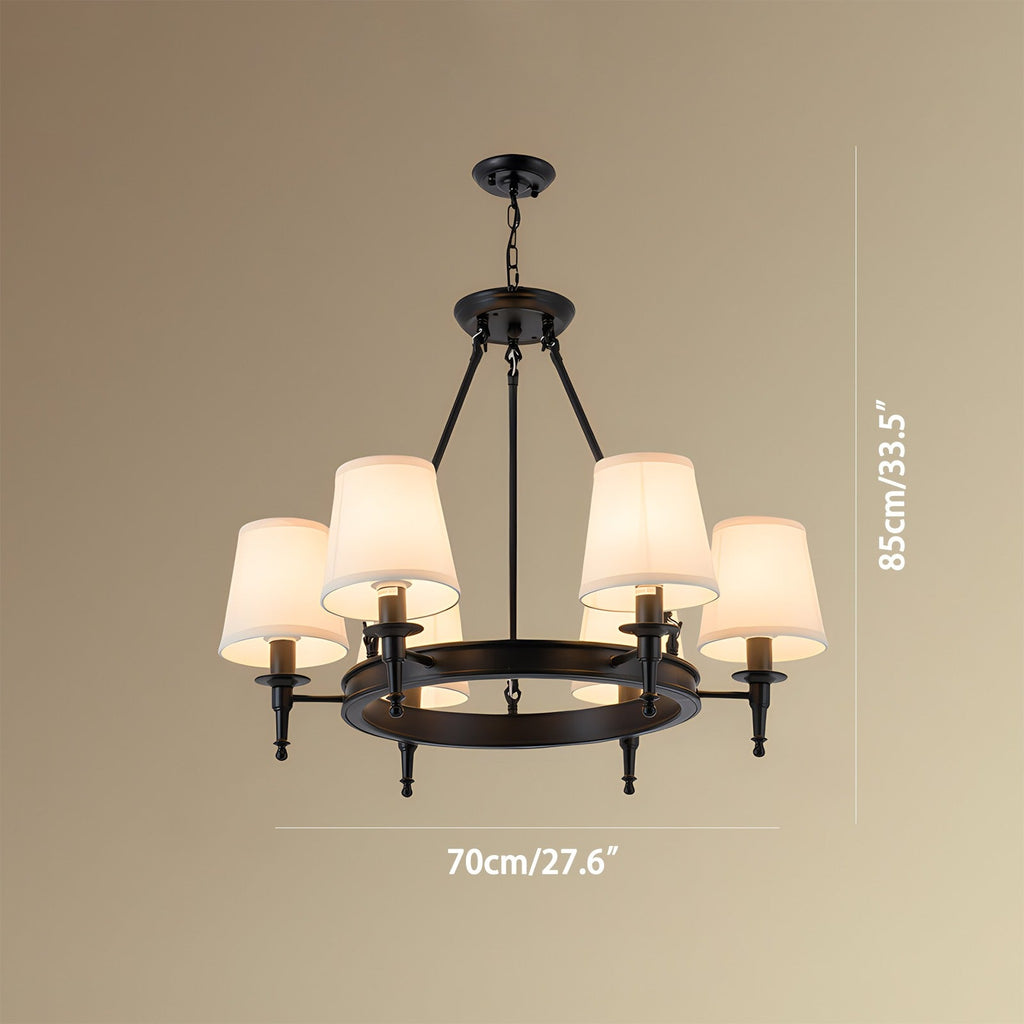 Vintage-Kronleuchter aus Metall und Stoff mit ringförmigem Design | Desfino