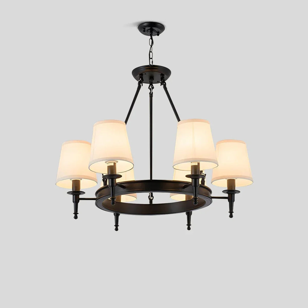 Vintage-Kronleuchter aus Metall und Stoff mit ringförmigem Design | Desfino
