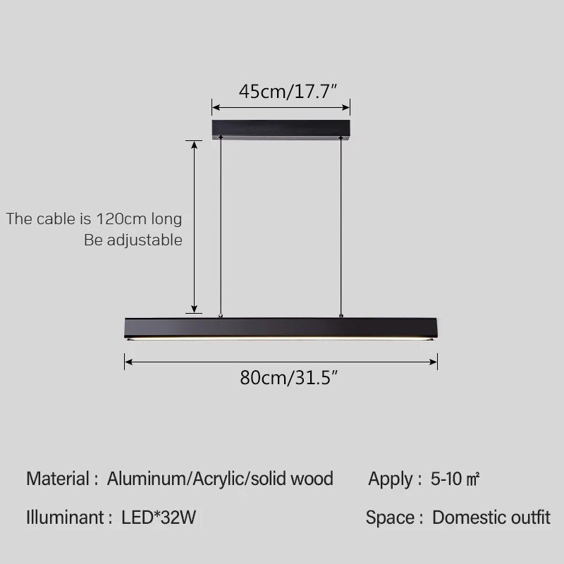 Nordic LED Linear Pendant Light for Kitchen Island | Desfino