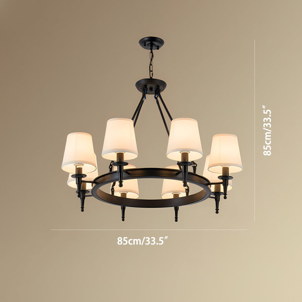 Vintage-Kronleuchter aus Metall und Stoff mit ringförmigem Design | Desfino