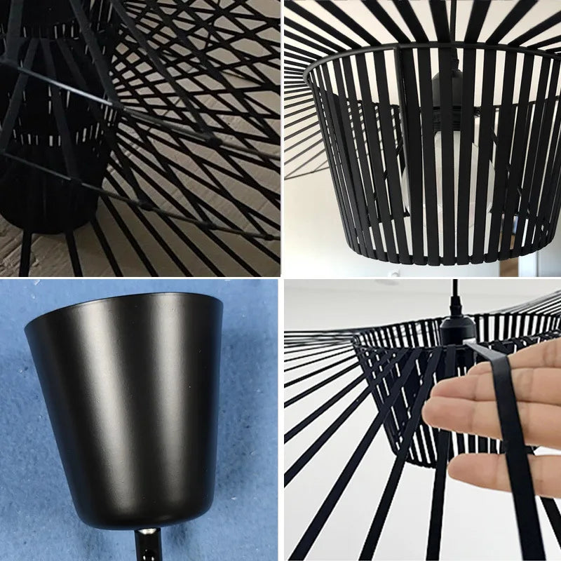 Lampada a sospensione ShadowSleek — Paralume nero a forma di cappello, design scultoreo - Desfino