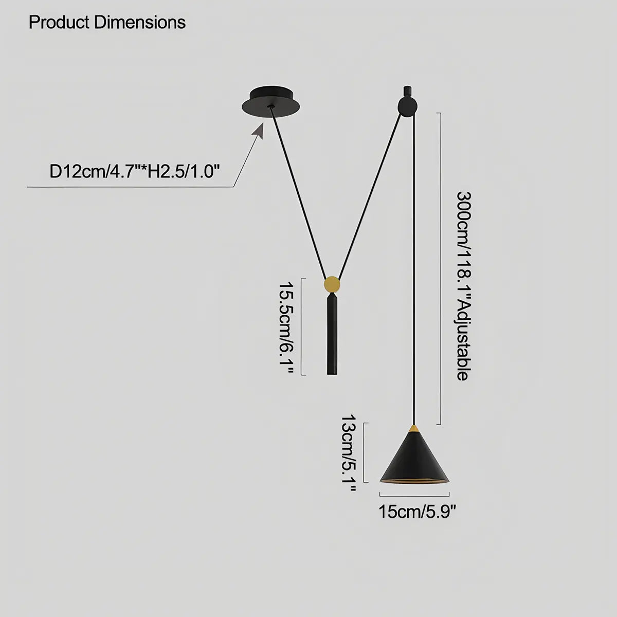 Cone Counterweight Pulley Swag Pendant Lamp | Desfino