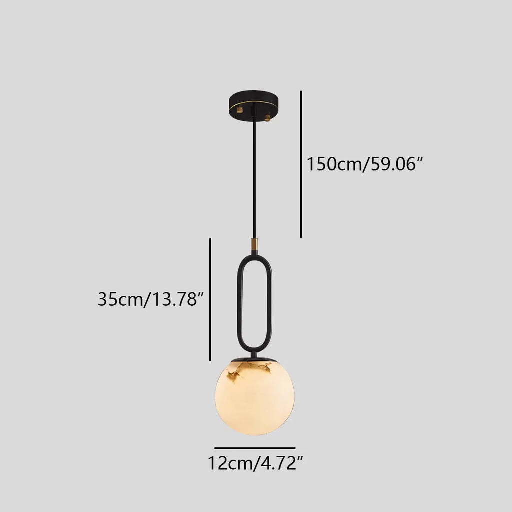 Gong Alabaster Globe Pendant Light for Bedroom | Desfino