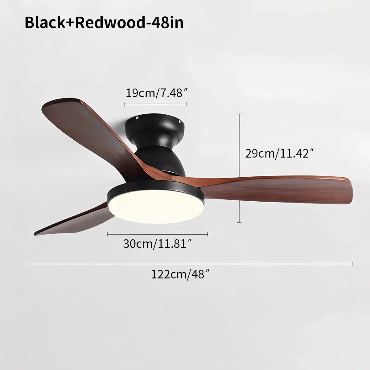 Vintage 3-leaf Wood Ceiling Fan Lamp | Desfino