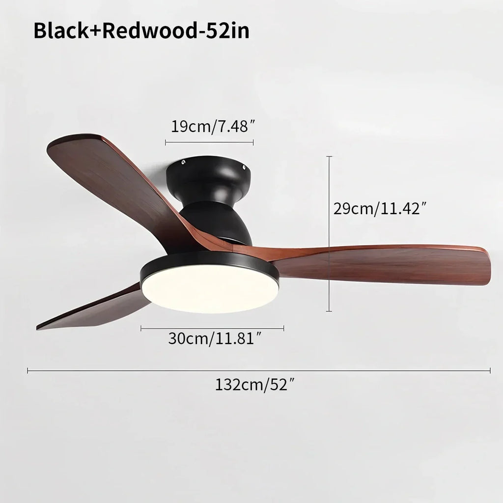 Vintage 3-leaf Wood Ceiling Fan Lamp | Desfino