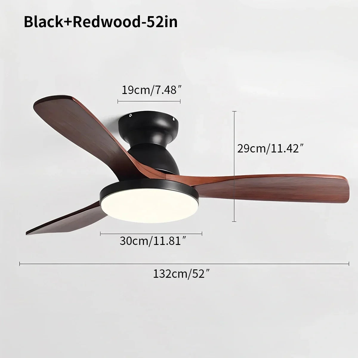 Vintage 3-leaf Wood Ceiling Fan Lamp | Desfino