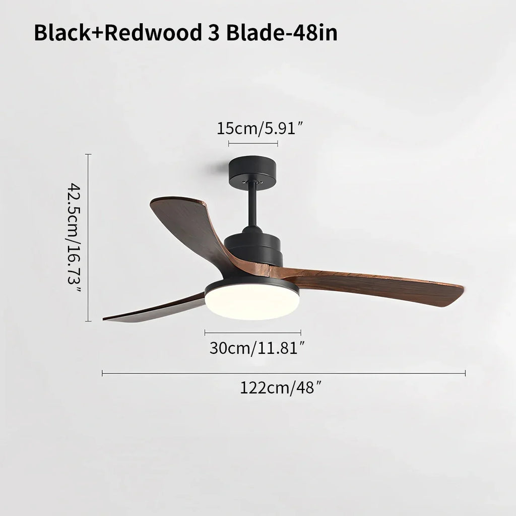 Deckenventilator mit Leuchte „High Wind“ aus Holz | Desfino