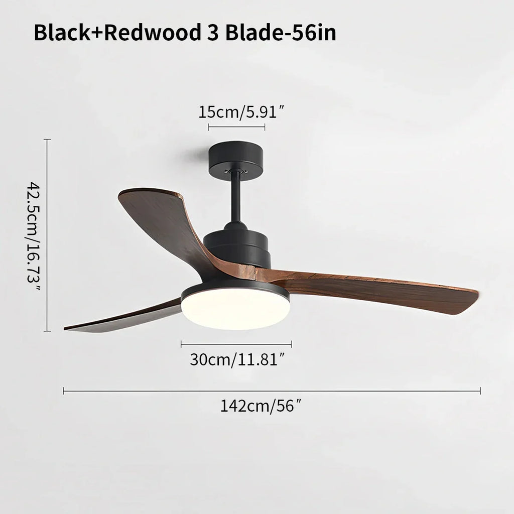 Deckenventilator mit Leuchte „High Wind“ aus Holz | Desfino