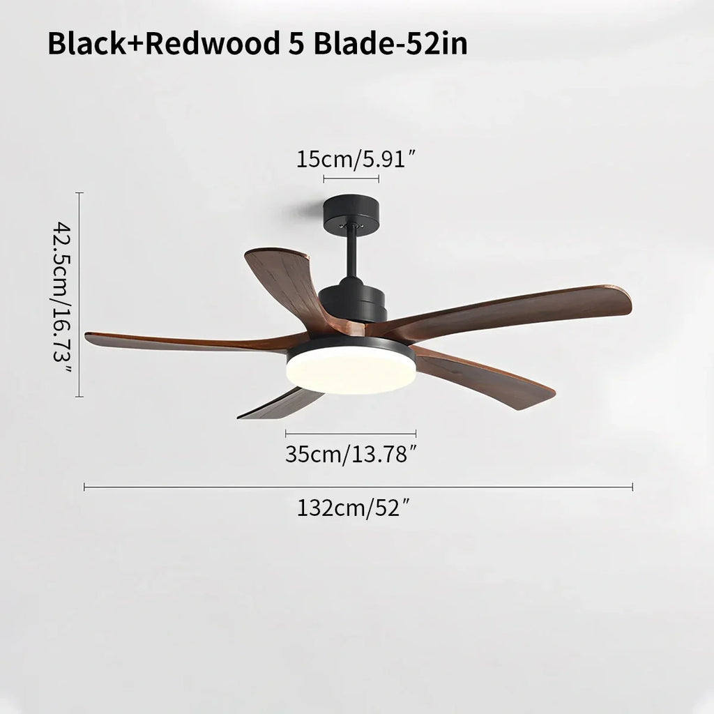 Deckenventilator mit Leuchte „High Wind“ aus Holz | Desfino