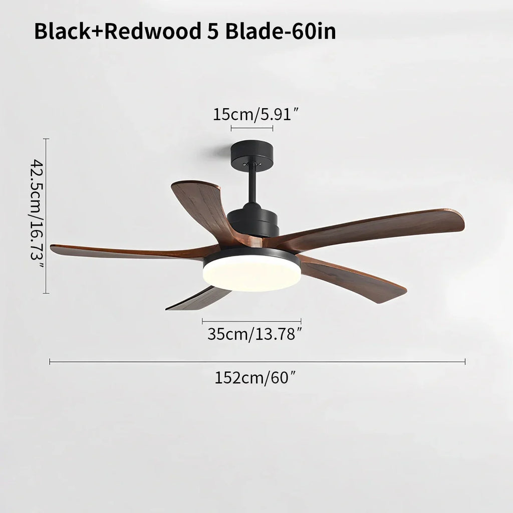 Deckenventilator mit Leuchte „High Wind“ aus Holz | Desfino