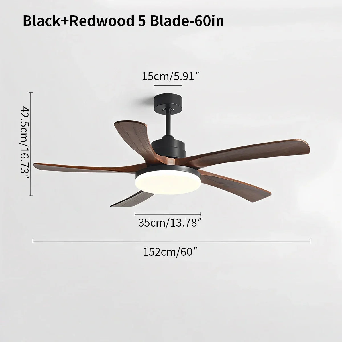 Deckenventilator mit Leuchte „High Wind“ aus Holz | Desfino