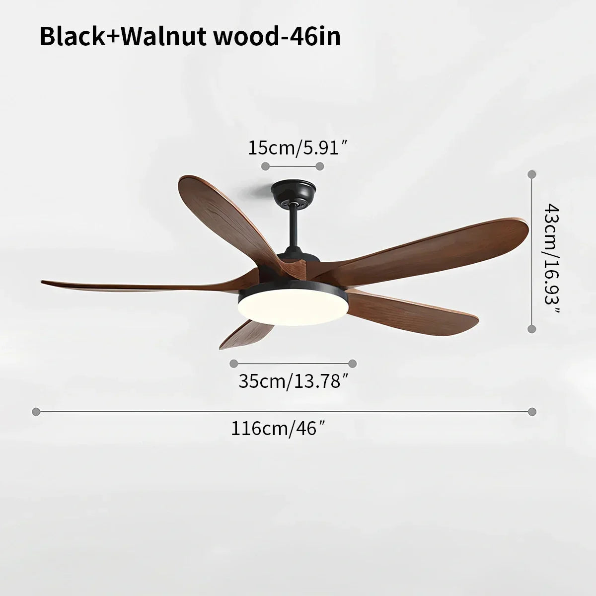 Deckenventilator mit 5 Holzblättern und Licht | Desfino