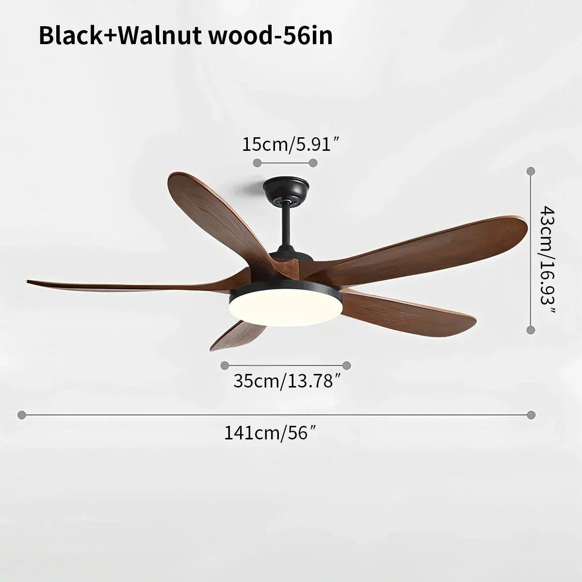 Deckenventilator mit 5 Holzblättern und Licht | Desfino