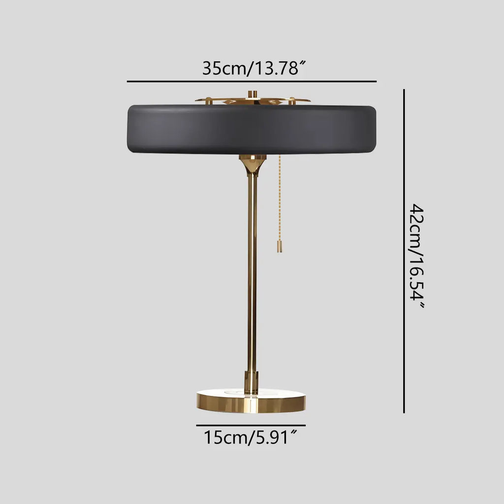 Mid-Century Round Table Lamp with Pull Chain | Desfino