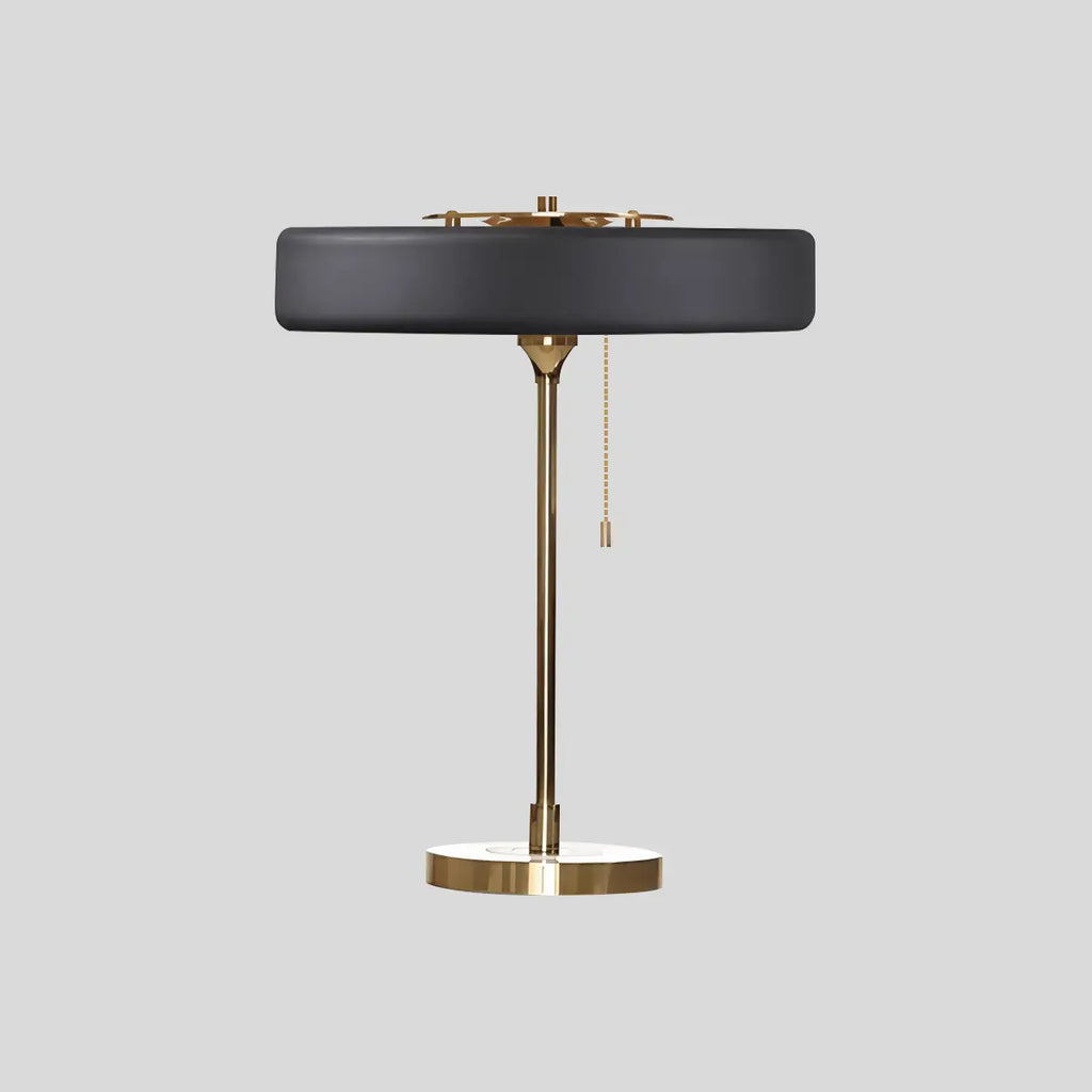 Mid-Century Round Table Lamp with Pull Chain | Desfino